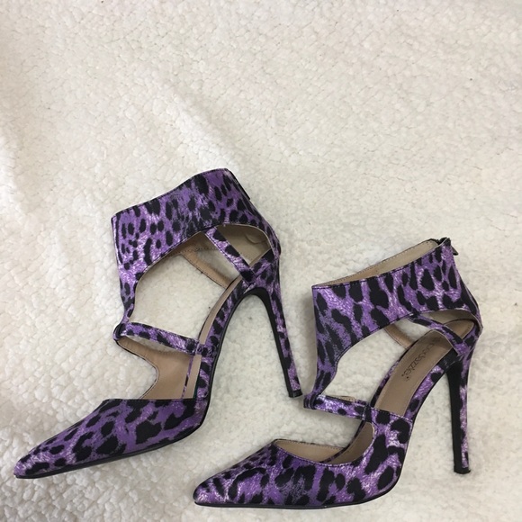 Shoe Dazzle | Shoes | Purple Leopard Print Heels | Poshmark